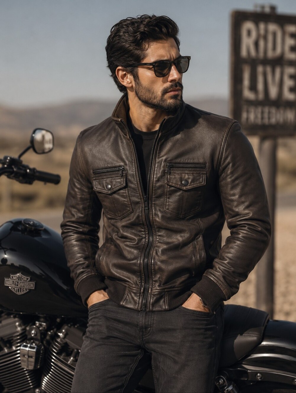 Guess Men's Brown Leather Faux Jacket, Size M, GUC